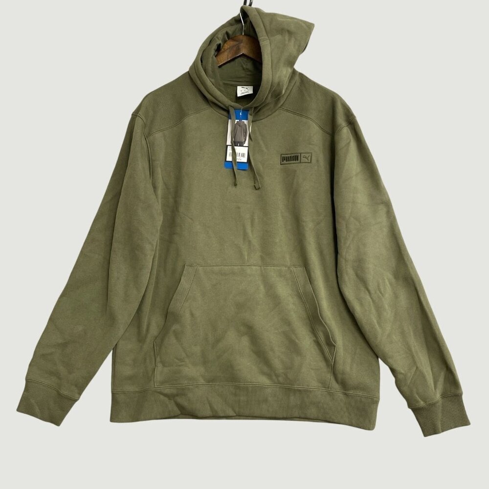 Puma Olive Men's L Green Fleece Hoodie Cotton & Polyester Blend N0052